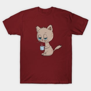 Cat Drinking Coffee - Coffee Drinking Cat T-Shirt